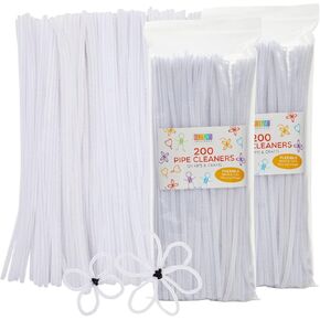 400 Pieces White Pipe Cleaners Chenille Stems (6 mm x 12 inches) DIY Art Creative Craft Decorations