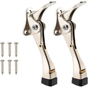 Kickdown Door Stopper 2 Packs, One Touch Door Stoppers for Bottom of Door, 4 Inches Kickdown Door Stop Heavy Duty, Adjustable Door Holder with Non-Slip Rubber Tips, HOME MASTER HARDWARE