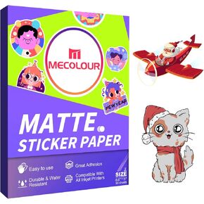 ورقة ملصقات فينيل القابلة للطباعة Mecolour ، ورقة شرس مضاد للماء ، 8.5 "x11" لطابعة طابعة الحبر والليزر 30 ورقة in Kuwait