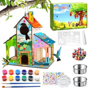 Crafts Bird Feeder ، DIY Bird House Wood Craft Kit للأطفال الأعمار 3-5