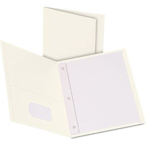 Oxford 57704 Twin-Pocket Folders with 3 Fasteners, Letter, 1/2-Inch Capacity, White, 25/Box