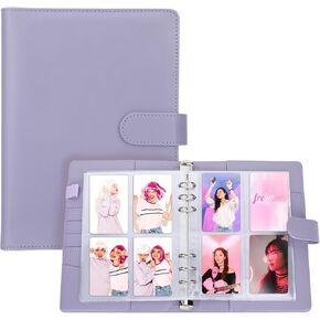 A5 Binder ، Kpop Photocard Binder ، A5 Binder 6 Ring ، حامل بطاقة كوبوب الضوئية ، الموثق الجلدي ، كتاب ضوئي مع 30 صفحات بطاقات 4 جيب و 10 جيوب سحاب ، موثق ضوئي مع 250 فتحات (أرجوانية)