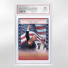 Trump Trading Card - Donald Trump Collectibles, Assasination Attempt, GEM Mint 10 Rated, 2024 MAGA Political Memorabilia Gifts (Card)
