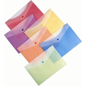 Filexec 50002-1597 1597, 2 Tone, Poly Envelope, Snap Button, Letter Size, Set of 12 in 6 Asst. Colors, 2 Ea Blueberry, Strawberry, Grape, Lime, Lemon, Tangerine