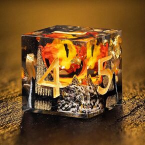 7-Die RPG Ring Dice Set – Premium Resin DND Dice with 3D Fantasy Relics – D4 Crystal, D6, D8, D10, D%, D12, D20 – Tabletop Roleplaying Game Dice for Dungeons & Dragons, Pathfinder, TTRPGs