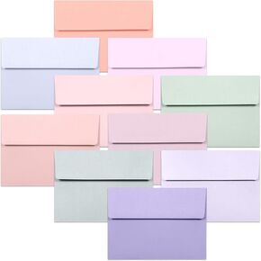 5x7 Envelopes for Invitations, 50-Pack A7 Envelopes for 5x7 Cards, Colored Invitation Envelopes, 10 Pastel Colors, 5 1/4 x 7 1/4 Inches