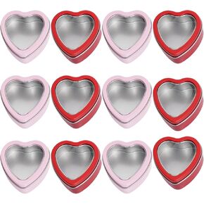 12Pack Heart Shaped Metal Tins with Lid Valentine's Day Candle Tins for Making Candles 2oz Heart Shaped Candle Tins with Lids for Candle Making Valentine Wedding Gifts Party