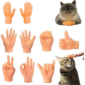 10 Pcs Elastic Tiny Hands for Cat Funny Rubber Small Hand Finger Puppet Mini Hands for Cats Photograph, Gag Performance Party Favors