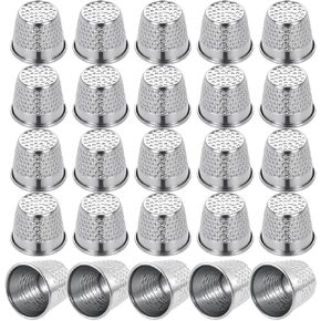 80 Pcs Thimbles for Hand Sewing Silver Sewing Finger Protector Metal Sewing Thimble Leather Thimbles for Hand Sewing DIY Sewing Tools