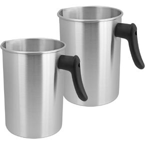 GENHAKON 2 PCS Candle Making Pouring Pot, 4 Pounds Metal Candle Pouring Pitcher, Melting Pot - Ideal for Candle Making, Soap Crafting, and DIY Arts