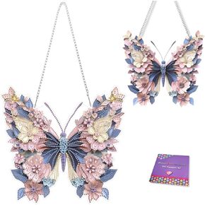 SOURMO Hanging Diamond Art Painting Ornament Butterfly, DIY Double Sided Acrylic Diamonds Painting Pendant Kit for Adults