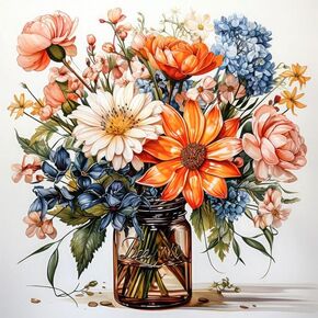 BXXRBX Diamond Art Kits for Adults Flowers- Diamond Painting Kits Flower, DIY 5D Full Round Drill Gem Art Painting Floral for Home Wall Decor 14x14 in
