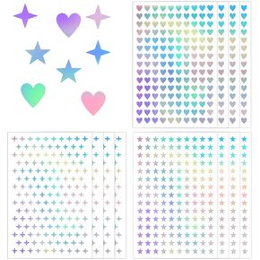 1800pcs Mini Holographic Stickers, Glitter Foil Shiny Small Stickers Self-Adhesive Sparkly Stickers Tiny Heart Stickers Behavior Chart Miniature DIY Star Stickers for School Home Classroom Kids Reward