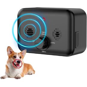 Anti Barking Device, Dog Bark Deterrent Devices with 3 Modes, Ultrasonic Dog Barking Control Devices 33Ft Range Outdoor & Indoor, Waterproof Stop Bark Box Neighbors Dog Silencer Safe for Human Dogs