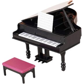 Miniature Dollhouse Grand Piano,Mini Piano Stool Toy,Miniature Doll House Decoration Accessories
