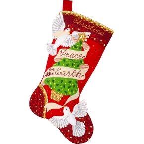 Bucilla, Peaceful Doves, Felt Applique 18" Stocking Making Kit, Perfect for DIY Arts and Crafts, 89625E