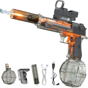 Automatic Electric Water Gun with Muzzle Flash,Powerful Squirt Guns Pistol for Adults Kids, Auto Water Blaster Pistol Outdoor Summer Toys for Pool Beach Party
