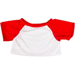 White Tee w/Red Sleeves Teddy Bear Clothes Fits Most 14"-18" Build-a-Bear and Make Your Own Stuffed Animals