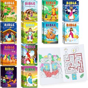 BenLouis 24 Pcs Christian Mini Coloring Books Kids Bible Verse Religious Party Favors Small Activity Books Bulk for Kids Operation Christmas Child Sunday School Goodie Bags Stuffers Gifts Travel