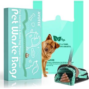 Compostable Dog Poop Bags for Swivel Bin & Rake Dog Pooper Scooper, AYOTEE Heavy Duty Poop Bags for Dogs Biodegradable,Tear-Free Large Dog Bags for Poop 50 Packs, Dog Waste Bags with Handles, Green