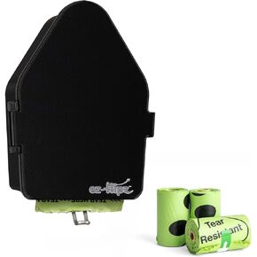 Indoor/Outdoor Dog Poop Bag Dispenser Wall Mount (Black), Includes 3 Sample Rolls of Waste Bags, Easy Setup Dog Poop Station