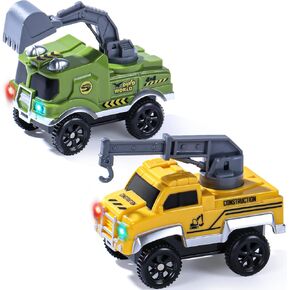 Magic Tracks Cars Only Replacement, Flexible Track Race Cars for Magic Car Track Glow in The Dark, LED Lights Up Toys Battery Magic Track Cars, Compatible with Most Car Tracks for Kids (3 Pack)