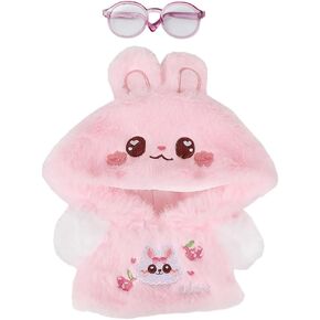 niannyyhouse 20cm Plush Doll Clothes Cartoon Hoodie Glasses Warm Sweatshirt 8in Doll Dress Up (Pink)