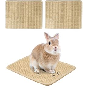 2Pcs Rabbit Scratcher Pad, Natural Sisal Scratching Mats for Nails, Sturdy Bunny Grinding Claw Boards for Guinea Pigs, Chinchillas, Rats 16"X12"