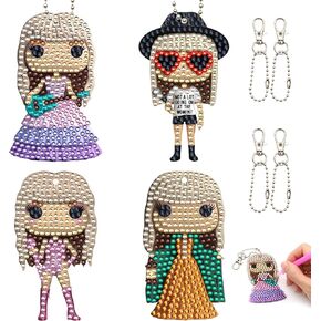 SnugMaker Cute Keychain Taylor Diamond Art Kits, Taylor Merch, 4 Pcs Acrylic Key Chains for Women. Diamond Painting Kit, Diamond Art Kits for Adults, Taylor Birthday Gifts for Women