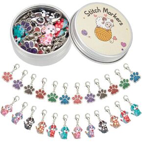 PLIGREAT 24 Pcs Cute Dog Paw Stitch Markers Crochet Markers with Lobster Claw Clasps Knitting Locking Marker for Woman Grandma DIY Gifts Making Accessories Weaving Sewing Tool
