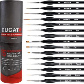 Detail Paint Brush Set, 15pcs Fine Miniature Paint Brushes Kit with Ergonomic Triangular Handle, Holder and Travel Bag, Perfect for Acrylic, Oil, Watercolor, Art, Scale, Model, Face, Paint by Numbers