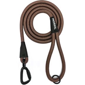 Rope Dog Leash, 6 Foot Heavy Duty Dog Leash with Aviation Aluminum Auto Locking Carabiner, Strong Nylon Dog Lead for Small, Medium, Large Dogs (Black, 6FT)