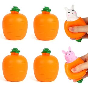 Squishy Easter Bunny Stress Bubbles Squeeze Toys, 4 Pack Stress Relief Toys to Relax - Easter Party Favor Gifts for Children Easter Basket Stuffers