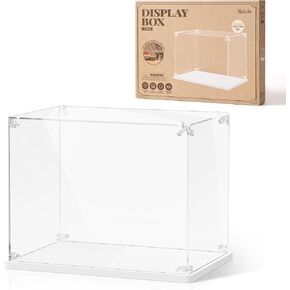 ROBOTIME Acrylic Display Case for Miniature House Building Sets, Clear Dust Cover Dsplay Case for Collectibles Display, Storage Bins with Reserved Wiring Port(10.3x7.2x8.0 inch)