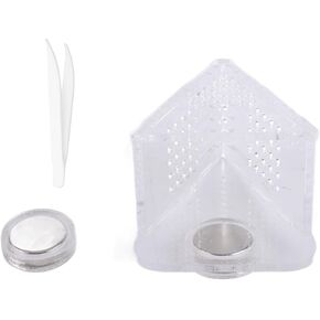 HEEPDD Acrylic Fish Feeder, Magnetic Aquarium Cone Red Feeder V Shape Shrimp Feeder with Tweezer for Fish