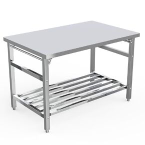 Stainless Steel Table, 30 x 48 Inches Folding Heavy Duty Table for Kitchen, Commercial Stainless Steel Prep Table with Adjustable Undershelf, for Restaurant, Home and Hotel