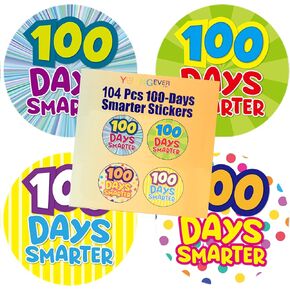 Youngever 100 Days Smarter Badge Stickers, 104 Badges