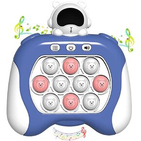 Upgraded Fast Push Pop Game Light Up Fidget Toy for Kids Ages 3-12 Quick Push Bubble Pop Puzzle Games Handheld Pocket Game Sensory Toys Gifts for Kids 3 4 5 6 7 8+ Years Old Boys Girls Teens Blue