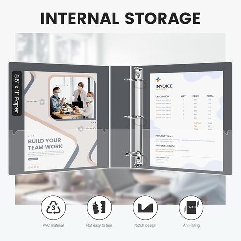 2 Inch 3 Ring Binder to School Supplies Glitter Three Ring Black Binder to Hold 375 Sheets, Black in Kuwait