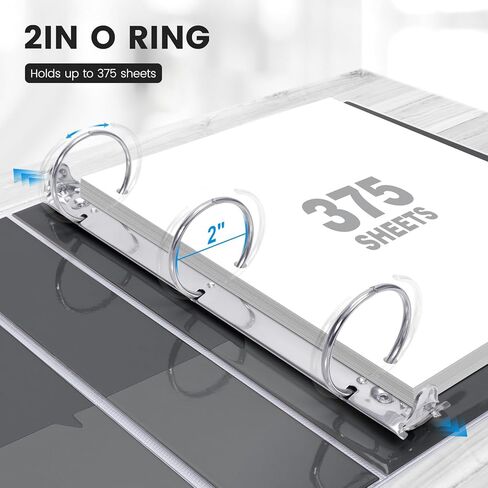 2 Inch 3 Ring Binder to School Supplies Glitter Three Ring Black Binder to Hold 375 Sheets, Black in Kuwait