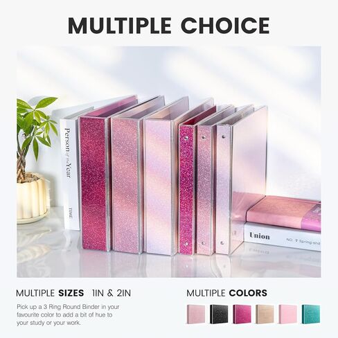 2 Inch 3 Ring Binder to School Supplies Glitter Three Ring Black Binder to Hold 375 Sheets, Black in Kuwait