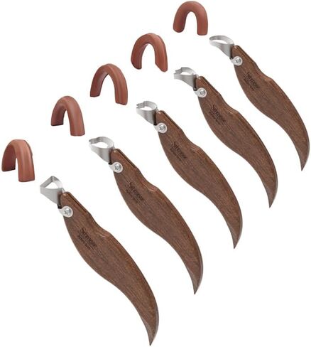Pottery Handle Making Tools Set, 5 PCS Walnut Wood Handle Sculpting & Carving Tools, Durable & Comfortable, Ideal for Shaping Clay Cup Handles, Teacup & Vase Trimming in Kuwait