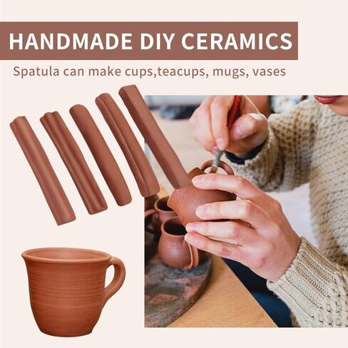 Pottery Handle Making Tools Set, 5 PCS Walnut Wood Handle Sculpting & Carving Tools, Durable & Comfortable, Ideal for Shaping Clay Cup Handles, Teacup & Vase Trimming in Kuwait