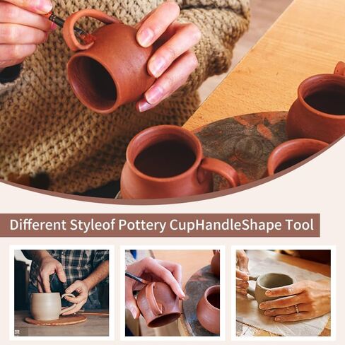 Pottery Handle Making Tools Set, 5 PCS Walnut Wood Handle Sculpting & Carving Tools, Durable & Comfortable, Ideal for Shaping Clay Cup Handles, Teacup & Vase Trimming in Kuwait