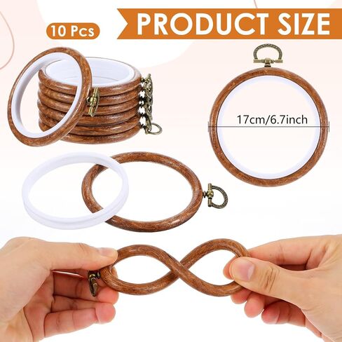 10 PCS Round Houproidery Hoops Frame ، Dircle Dircle Embroidery Ring ، Dirce Rubber Hoops Ring Ring Display Mistriced Wood Frame Meets for Craft Sewing DIY Higing Gifts (17 cm) in Kuwait