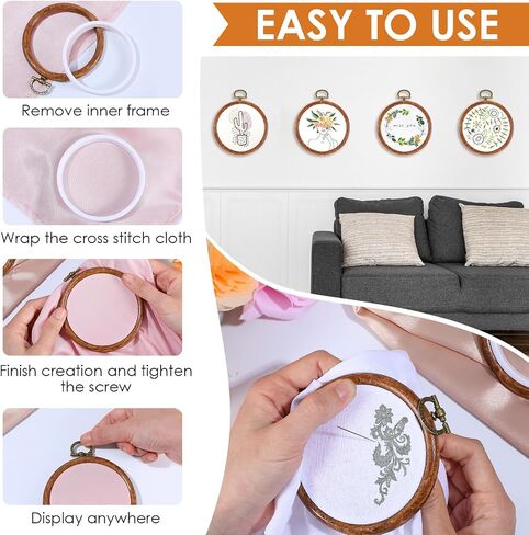 10 PCS Round Houproidery Hoops Frame ، Dircle Dircle Embroidery Ring ، Dirce Rubber Hoops Ring Ring Display Mistriced Wood Frame Meets for Craft Sewing DIY Higing Gifts (17 cm) in Kuwait