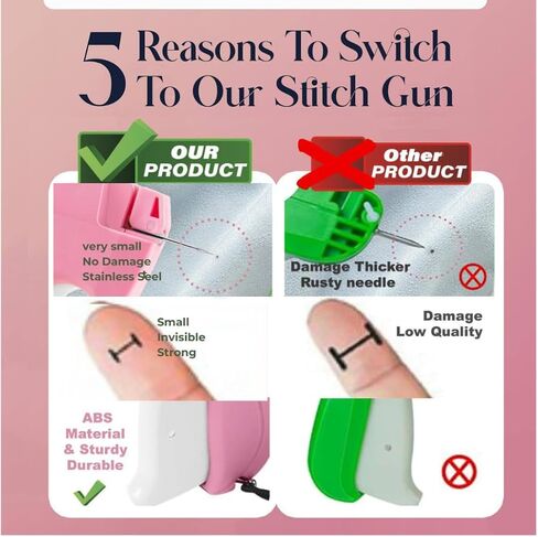 Premium Stitch Gun for Clothes - The Stitchy Quick Clothing Fixer, Mini Stitch Gun, Micro Tagging Gun & Quick Stitch Sewing Gun for Repairs and DIY- Includes 6 Fine Needles & 2000 Fasteners in Saudi Arabia