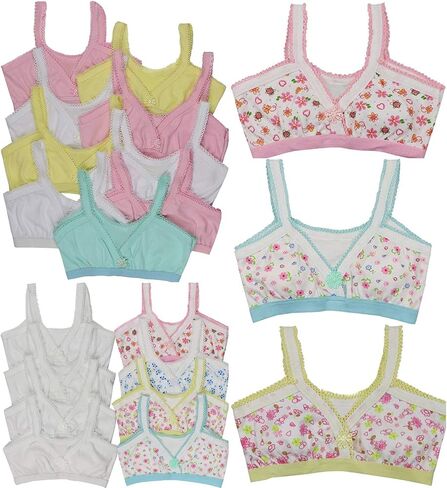 ToBeInStyle Girl's 4 Pack Elastic Crochet Trim Fold Over Cami Training Bras in Saudi Arabia
