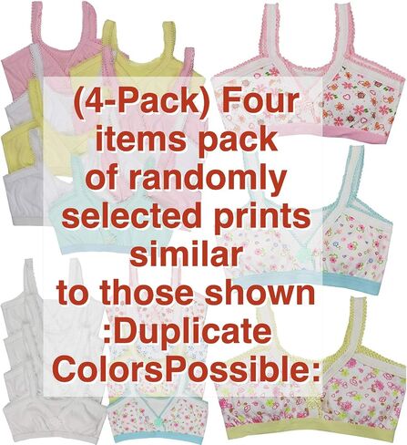 ToBeInStyle Girl's 4 Pack Elastic Crochet Trim Fold Over Cami Training Bras in Saudi Arabia