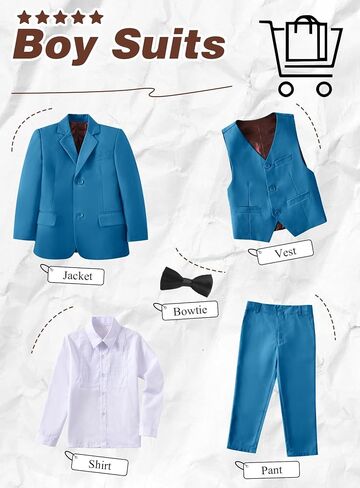 Yanlu Toddler Suits for Boys Formal Suit Ring Bearer Outfit Kids Dress Clothes for Wedding in Saudi Arabia